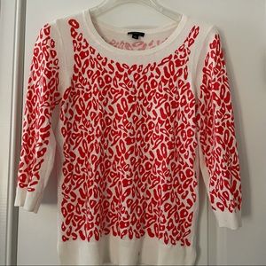 Ann Taylor Orange Leopard Print Sweater XS
